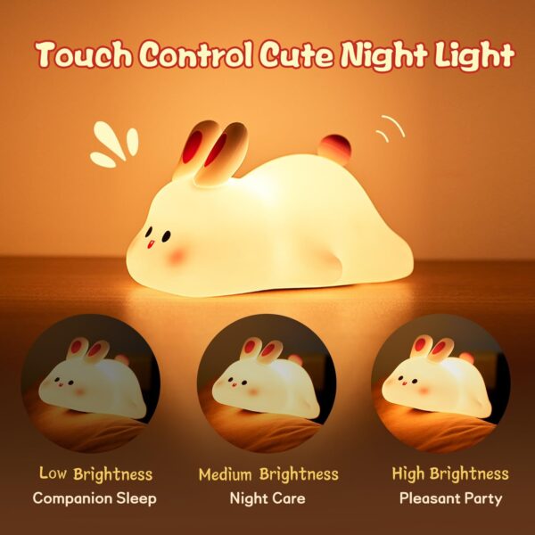 Cute LED Touch Sensor Rabbit Night Light - Kid's Bedside Lamp